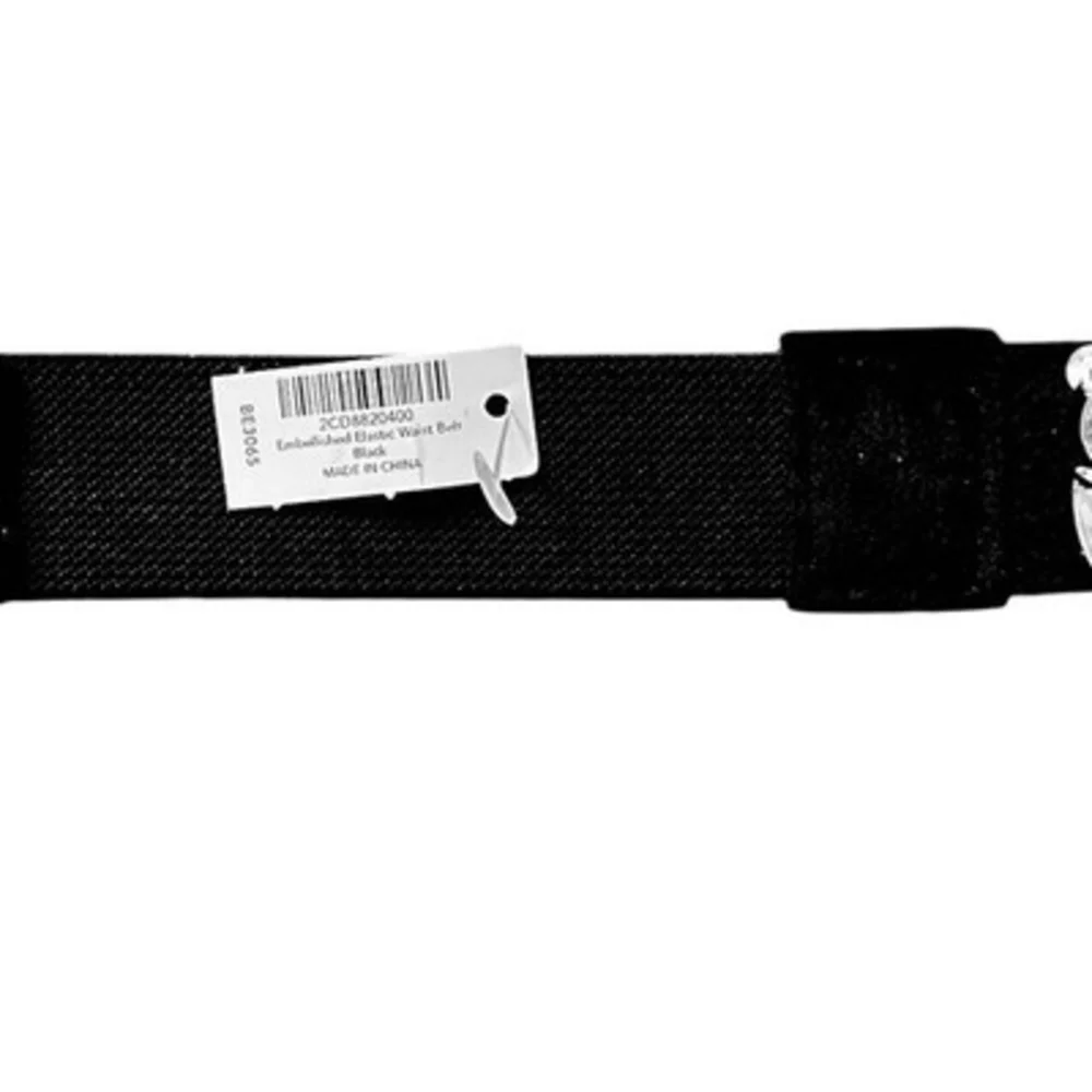 Boston Proper Black Crystal Embellished Elastic Waist Belt 1.5